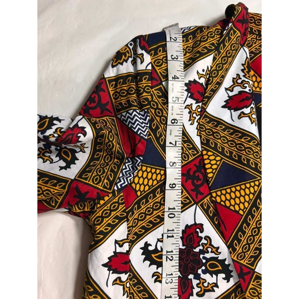 D'Iyanu Womens African Print Blazer Red Yellow Navy Geometric Jacket Size M‎ - Picture 6 of 10